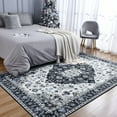thumbnail image 6 of YJ.GWL Soft Boho Area Rug Vintage Floral Print Rugs Low-Pile Accent Carpets for Living Room Bedroom Home Decor,4'X6',Black, 6 of 7