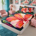 thumbnail image 3 of Manfei Boho Flowers Zipper Twin Comforter Sets with Fitted Sheet and 2 Pillowcases,Hawaiian Tropical Botanical Zipper Bedding Set,Reversible, 3 of 7