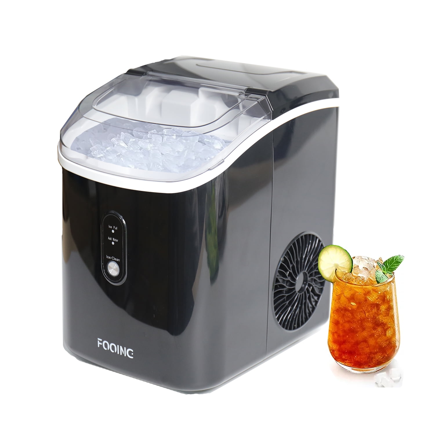 Nugget Ice Maker for Countertop, Fooing Portable Ice Machine, Make 33