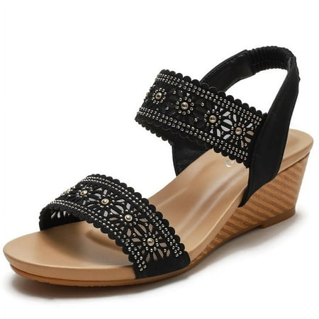 

Soft Leather Solid Color Ankle Buckle Platform Sandals for Women Open Toe Summer Minimalistic Mature Urban Style Party Evening Vacation Holiday Beach Wedge Sandals