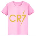 thumbnail image 3 of Camiseta de algodón de manga corta de verano para niños y niñas con estampado de Ronaldo, camisetas rosas, ropa periférica de fútbol para niños, 3 of 5