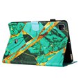 thumbnail image 4 of Case for iPad Pro 11" 2022/2021/2020/2018/Air 4/Air 5, Marble Pattern PU Leather Case with Pencil Holder & Card Slots, Multi-Angle Viewing Stand with Auto Sleep / Wake - Gold/Green, 4 of 9