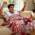 thumbnail image 4 of Red Football Throw Blanket, American Rugby Cozy Flannel Plush Blanket, City Football Lovers Fan Gifts for Men Women Sport Team Game Party Support Sofa Bed Blankets 50'''' x 60'''', 4 of 7