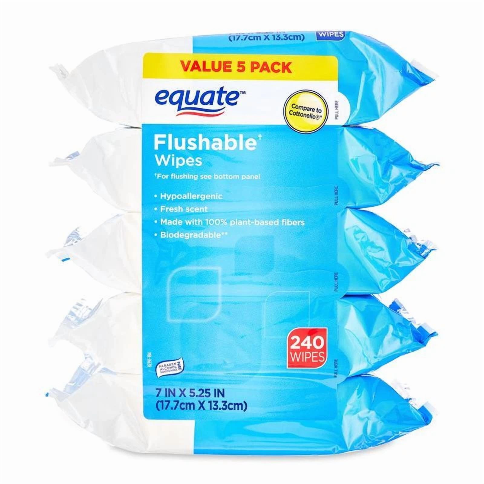 BUTTERFLY- Flushable Wipes 240 Pack Moisturizing Aloe Vitamin E Hypoallergenic Resealable