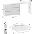 thumbnail image 2 of 6-Drawer Dresser Vanity Combo with Extendable Table, L-Shaped Chest of Drawers with 6 Storage Drawers, MDF Drawer Organizer for Bedroom, Living Room, White, 2 of 6
