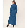 thumbnail image 4 of Moomaya Classic Solid Cotton Long Sleeve A-Line Dress - Shirt Collar, Work Dress, 4 of 9