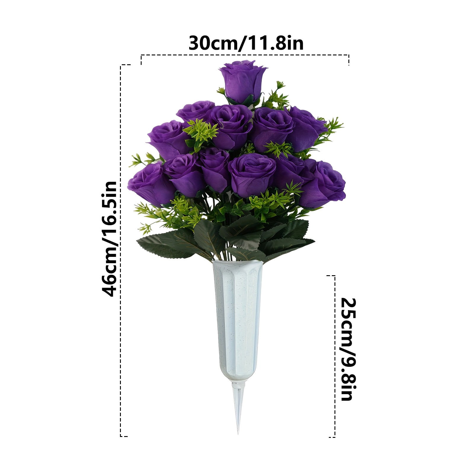 1Pc Cemetery Artificial Flowers, Rose Bouquet for Grave Decor, Memorial Day Grave Flower Arrangement, Funeral Garden Floral Ornament, Vase Matching Grave Flowers, Long Lasting Fake Florals