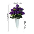 thumbnail image 4 of 12 Head Rose Bouquet Artificial Flowers for Graves, Grave Flowers, Mothers Day Flower for Grave, Garden Artificial Flower, Artificial Floral, Plastic Faux Plants Bouquets, Purple, 4 of 7