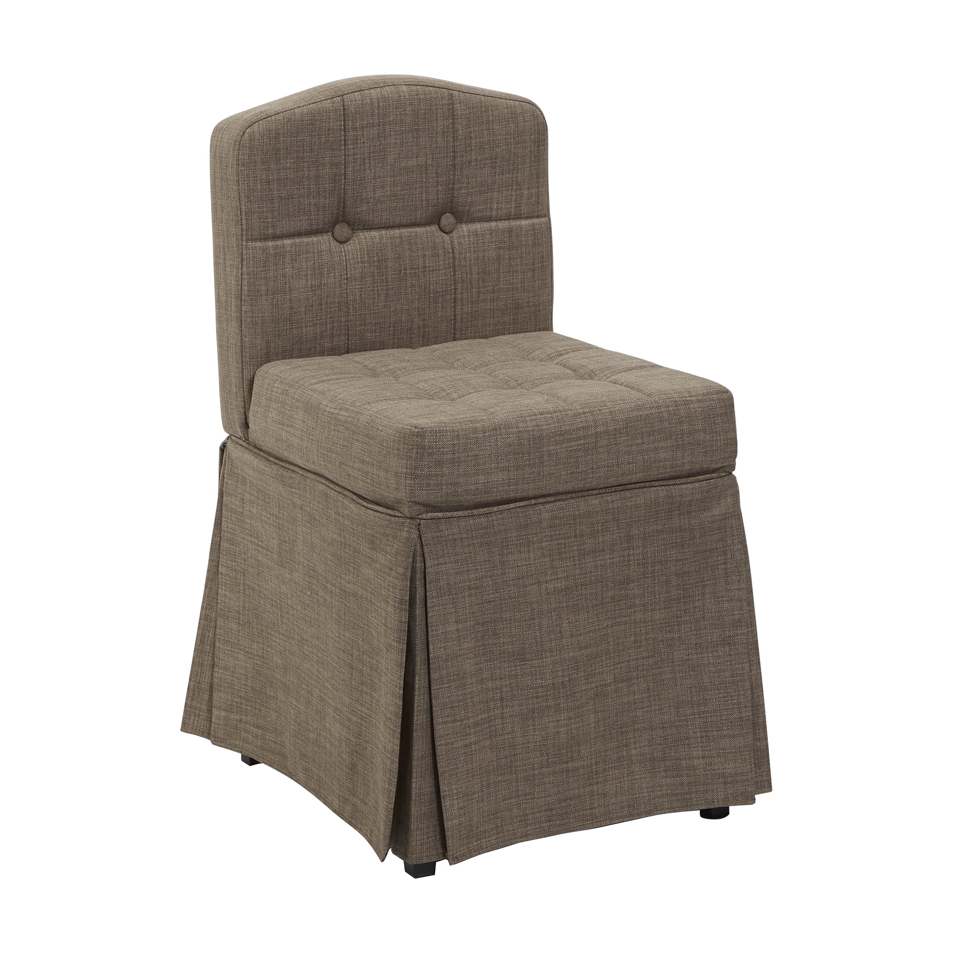 Sally Skirted Swivel Camelback Vanity Chair With Tufted Cushions