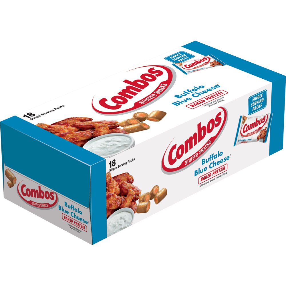 COMBOS Buffalo Blue Cheese Pretzel Baked Snacks, 1.8 Ounce Bags, 18