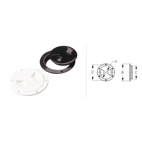 Deck Plate 6" Screw Out with Internal Collar Black ABS