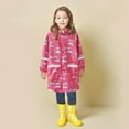 thumbnail image 2 of Rain Jacket Kids Children Boys Girls Hooded Cartoon Print Rain Dungarees Windproof Waterproof Raincoat with Reflective Tape Rain Jacket Girls Hot Pink 8 Years-9 Years, 2 of 7