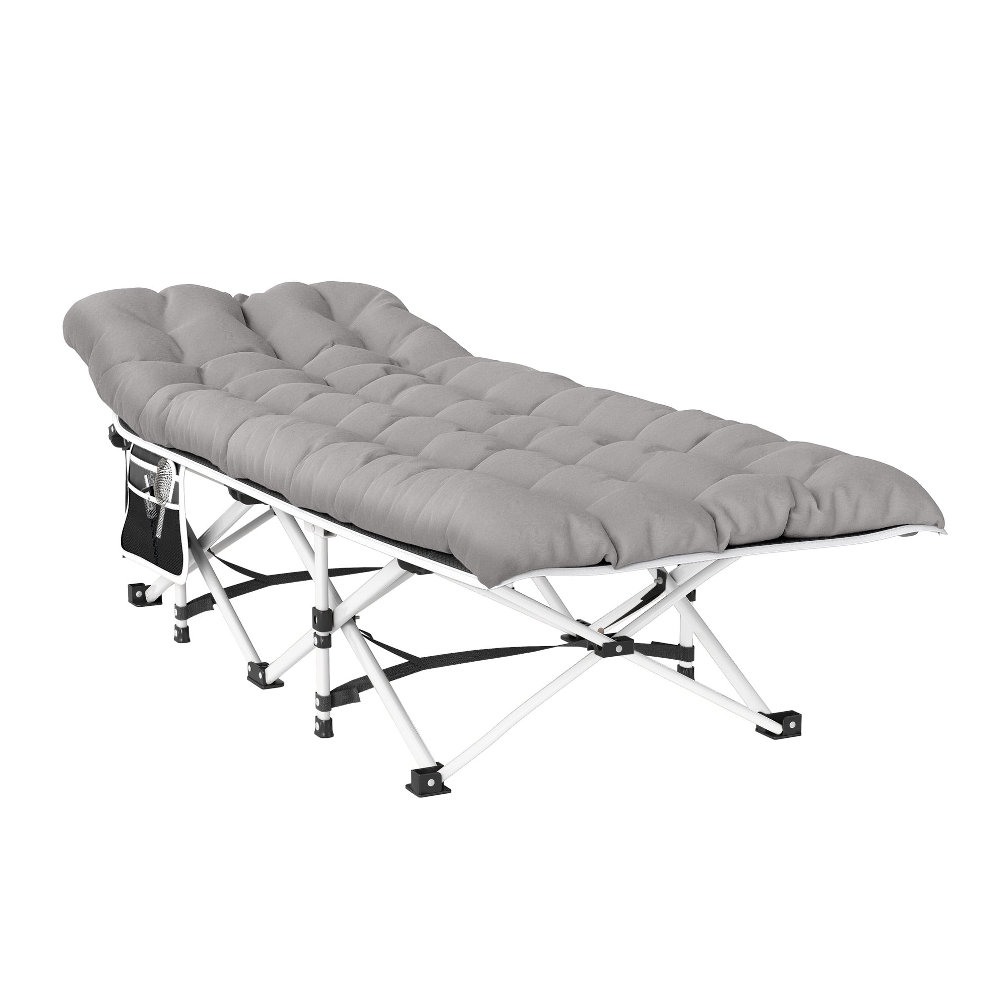 Uforic Folding Camping Cot with Mattress & Carry Bag,  Oxford, 575 Lb Capacity for Travel, Gray