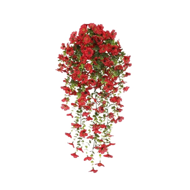 Decoración de flores colgantes de seda violeta artificial, cesta de pared de ratán artificial, decoración de techo para sala de estar, accesorio de arreglo artificial