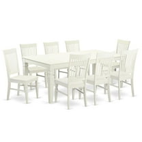 FurniFact Elegant 9-Piece White Dining Table Set for 8 with Solid Wood Chairs