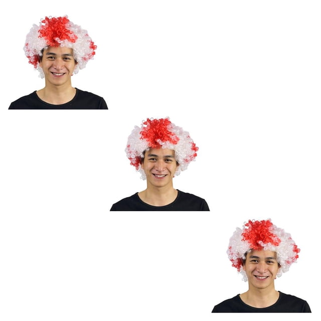 Soidarity Payaso Peluca Cabello Rizado Pelos sintéticos Aficionados al fútbol Amplia aplicación Fiestas Sombreros Vestir Divertido Inglaterra Type1 NO1