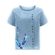 thumbnail image 4 of Camisetas de Manga Corta para las Mujeres Botón de Impresión Casual Cuello Redondo Camiseta Superior, Blusas para las Mujeres Casual, 4 of 4