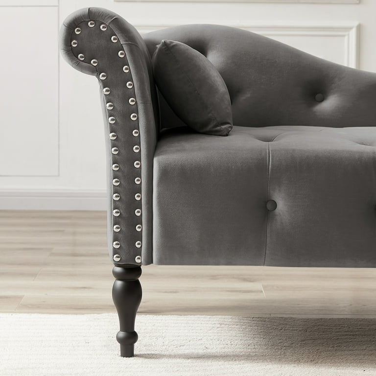 Gray velvet chaise sale