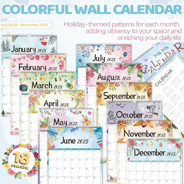 Wall Calendar 2025-2026, Vertical Calendar Wall 2025, 18-Month Aesthetic Large Calendar Jul 2024 to Dec 2025, 17 wall-calendar-2025-2026-vertical-calendar-wall-2025-18-month-aesthetic-large-calendar-jul-2024-to-dec-2025-17-x11-5-monthly-planner-wall-with-thick-paper-watercolor-design-for-home-school-walmart-com