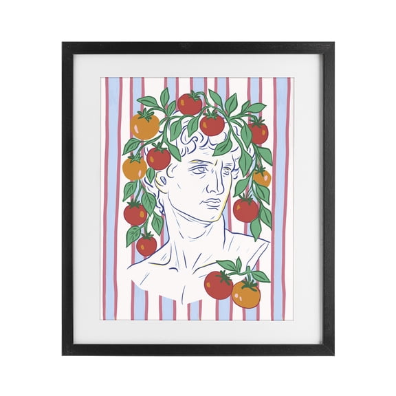 Stupell Industries Bohemian La Rossa Sculpture Face Black Framed Print Under Glass, 13 x 16, by Radhika Modi