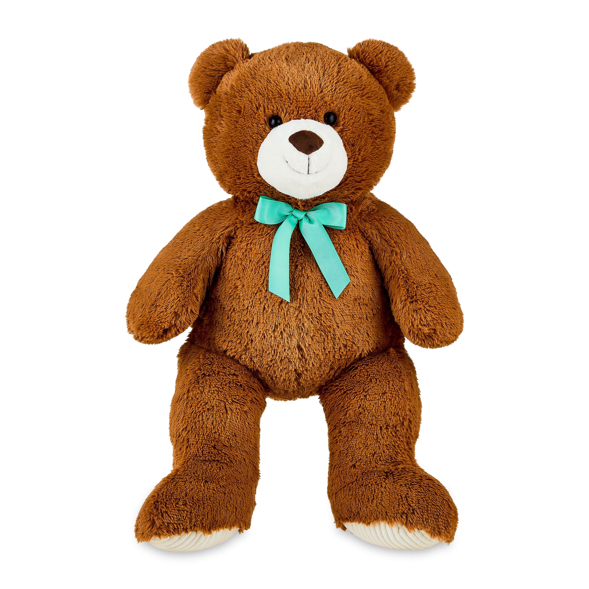 Way To Celebrate Bear Plush Toy with Ribbon, Brown, 36 in
