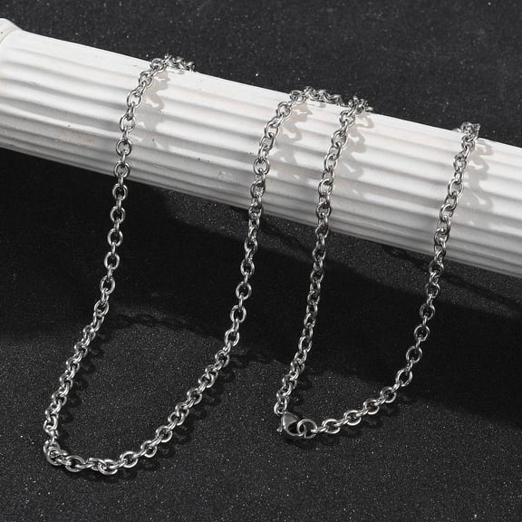 10pcs 304 Stainless Steel Cable Chain Necklaces for Women Men Stainless Steel color 27.56 inch(70cm)