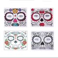thumbnail image 2 of Tatuaje temporal de cara de calavera de Halloween, pegatinas de tatuaje de maquillaje de Halloween para fiesta de disfraces (floral, rosa roja, calavera negra y floral), 2 of 5