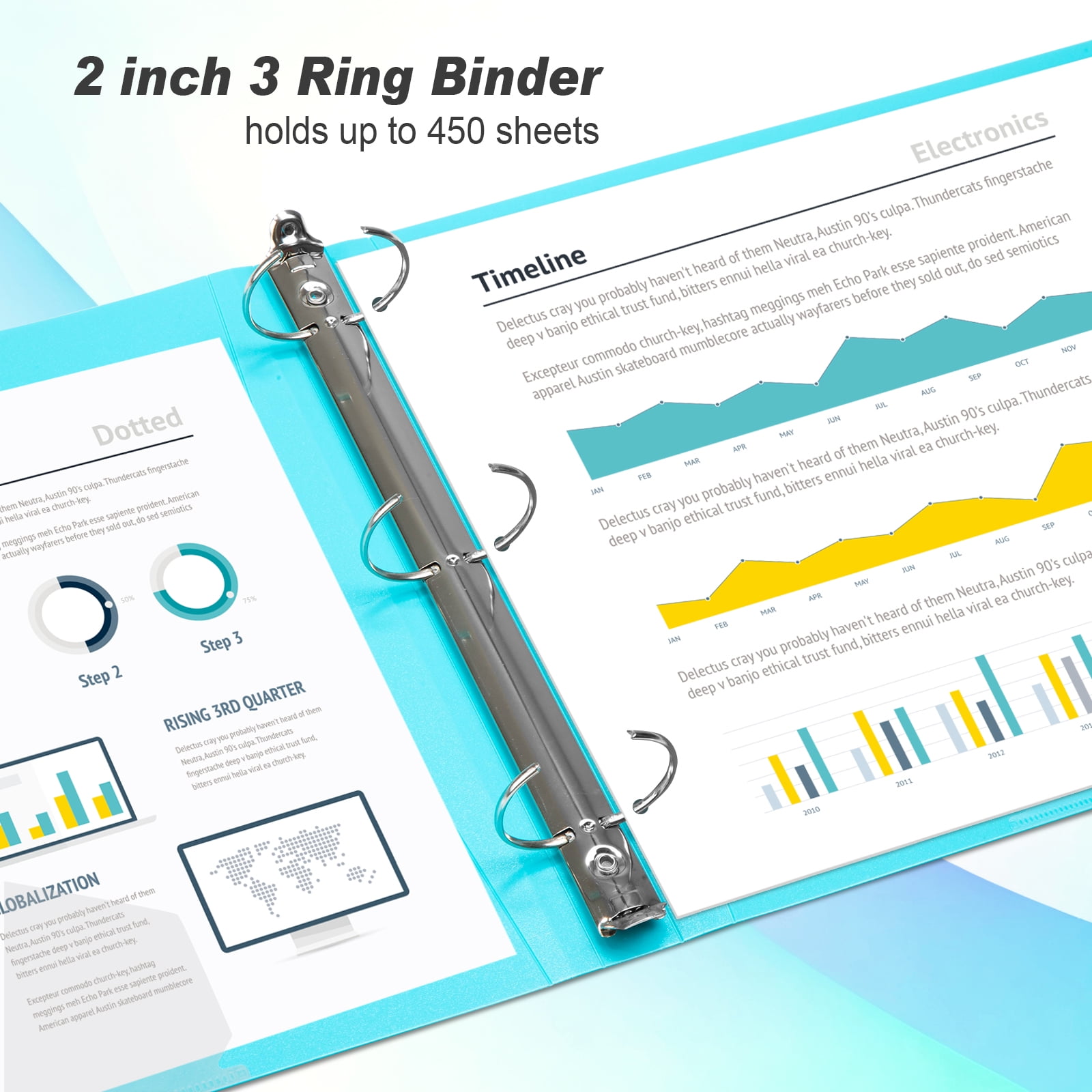 Comix 2 inch 3-ring Binder with Pockets, Round Ring, 450 Sheets, 4-Pack Assorted Color