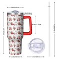 thumbnail image 2 of Red Christmas Car and Flower Pattern Tumbler with Handle and Lid,40oz Double Wall Vacuum Insulated Tumbler,Cups Gift for Women and Men, 2 of 7