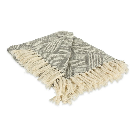 Basketweave Woven Throw, 50x60" with 3" Fringe, Gray, 1 Piece