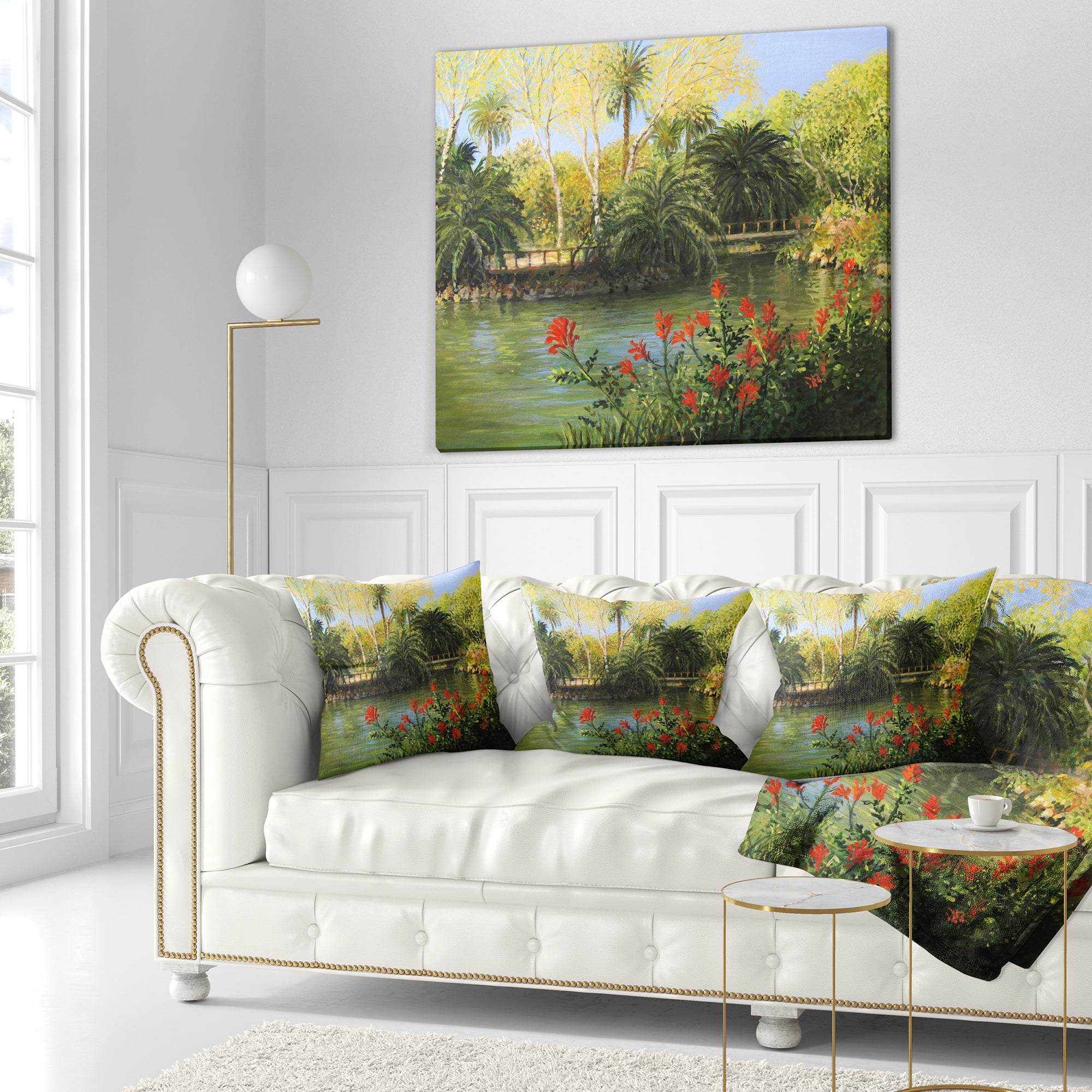 Designart Garden of Eden - Landscape Printed Throw Pillow - 16x16