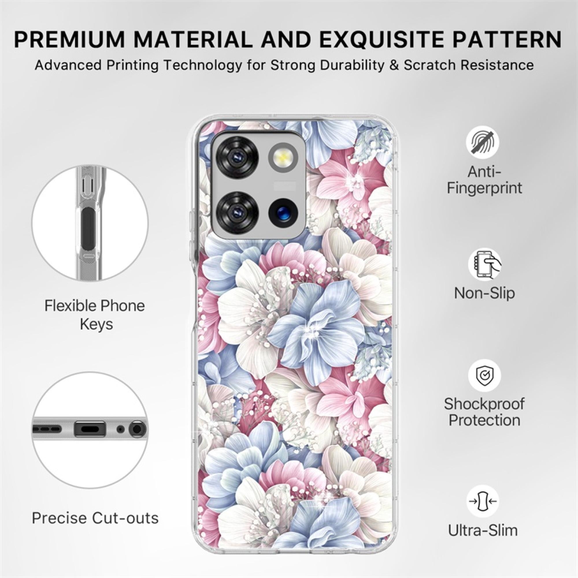 Floral Gem Diamond Case for Motorola Moto G 5G 2025 – Slim Hybrid Protective Cover with Raised Edges & Shock-Absorbing Corners, Stylish Flower Design