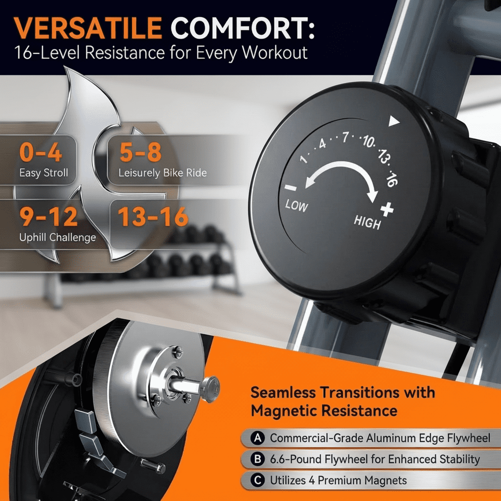 USLIM 5-in-1Exercise Bike, Precision Magnetic Stationary Cycling Bike, 300 lb Capacity