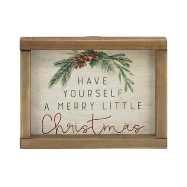 Parisloft Mini Christmas Wood Tabletop Sign with Sentiment - Have Yourself a Merry Little Christmas, Vintage Christmas Decor 7.875 x 1.625 x 6 Inches