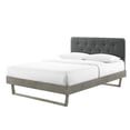 thumbnail image 1 of Platform Bed Frame, Queen Size, Fabric, Wood, Grey Gray, Modern Contemporary Urban Design, Bedroom Master Guest Suite, 1 of 10