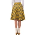 thumbnail image 4 of INSPIRE CHIC Women's Plaid Skirts Belted High Waist A-Line Mid-Length Skirts S Dark Yellow, 4 of 7