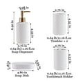 thumbnail image 3 of Ceramic Bathroom Accessory Set, 5 Pcs Bathroom Accessories Set - 1 Soap Dispenser, 2 Tumblers, 1 Toothbrush Holder, 1 Soap Dish, Relief Design, Matte White, 3 of 8