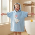 thumbnail image 5 of Hooded Towel Poncho Quick Dry Coral Fleece Bathrobe Super Soft Cotton Blend Absorbent Large Size Cartoon Goose Pattern for Beach Pool and Home Shower Use, 5 of 6