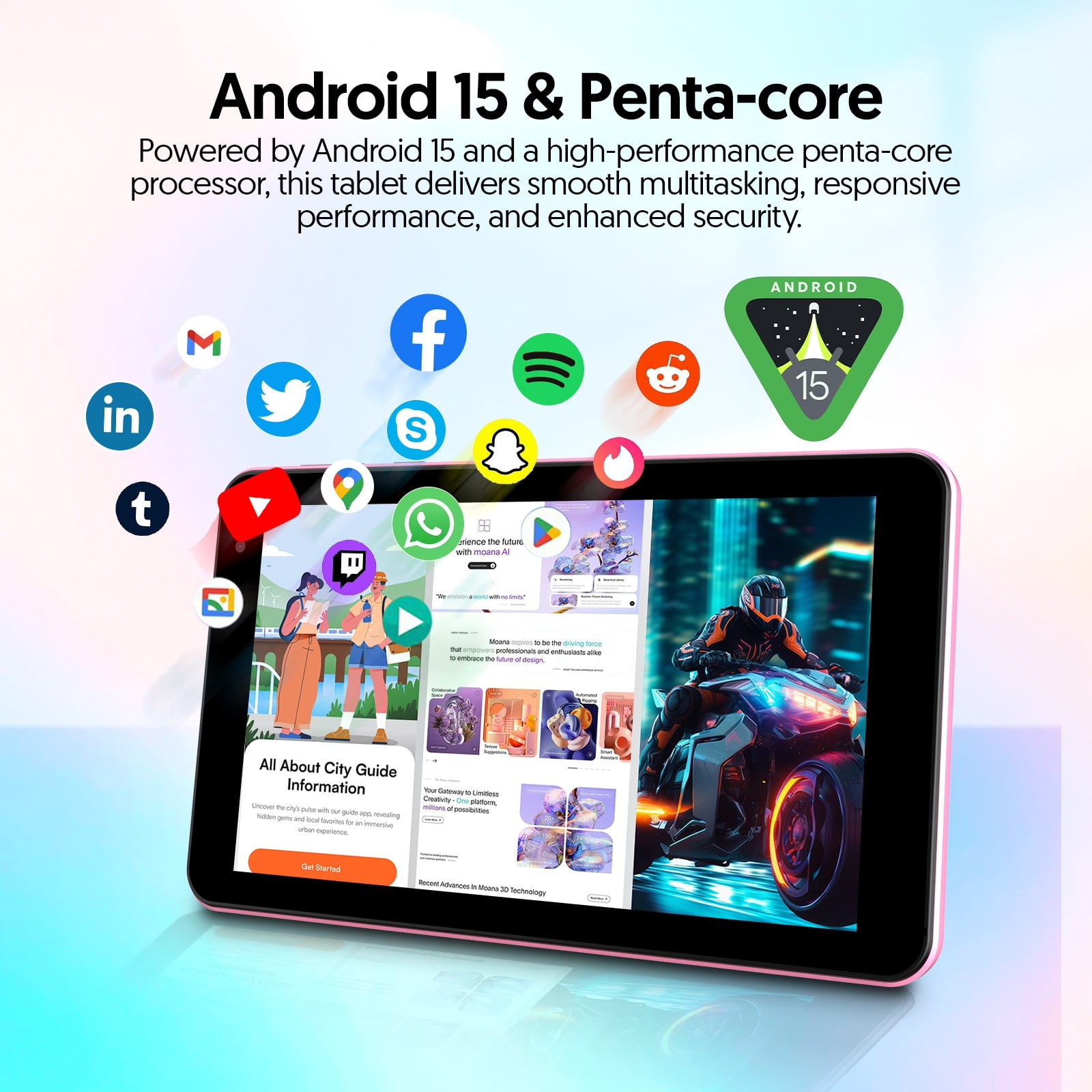 Tablet 7 inch Android 15 Tablet, 3GB RAM 32GB ROM 1TB Expandable
