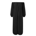 thumbnail image 4 of ZAZYULZ Women Jumpsuits Women Casual Solid Cold Shoulder Long Sleeve Jumpsuit Loong Siamese Plus Size Pocket Rompers(Black,M), 4 of 6