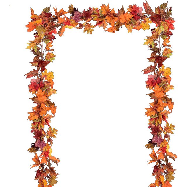 Paquete de 2 guirnaldas de otoño Liquidación de hojas de arce, 5.9 pies / pieza Guirnalda de vid colgante Guirnalda de follaje de otoño artificial Decoración de acción de gracias para el hogar Bo