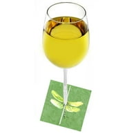 Dragonfly On Avocado Fabric Wine Marker