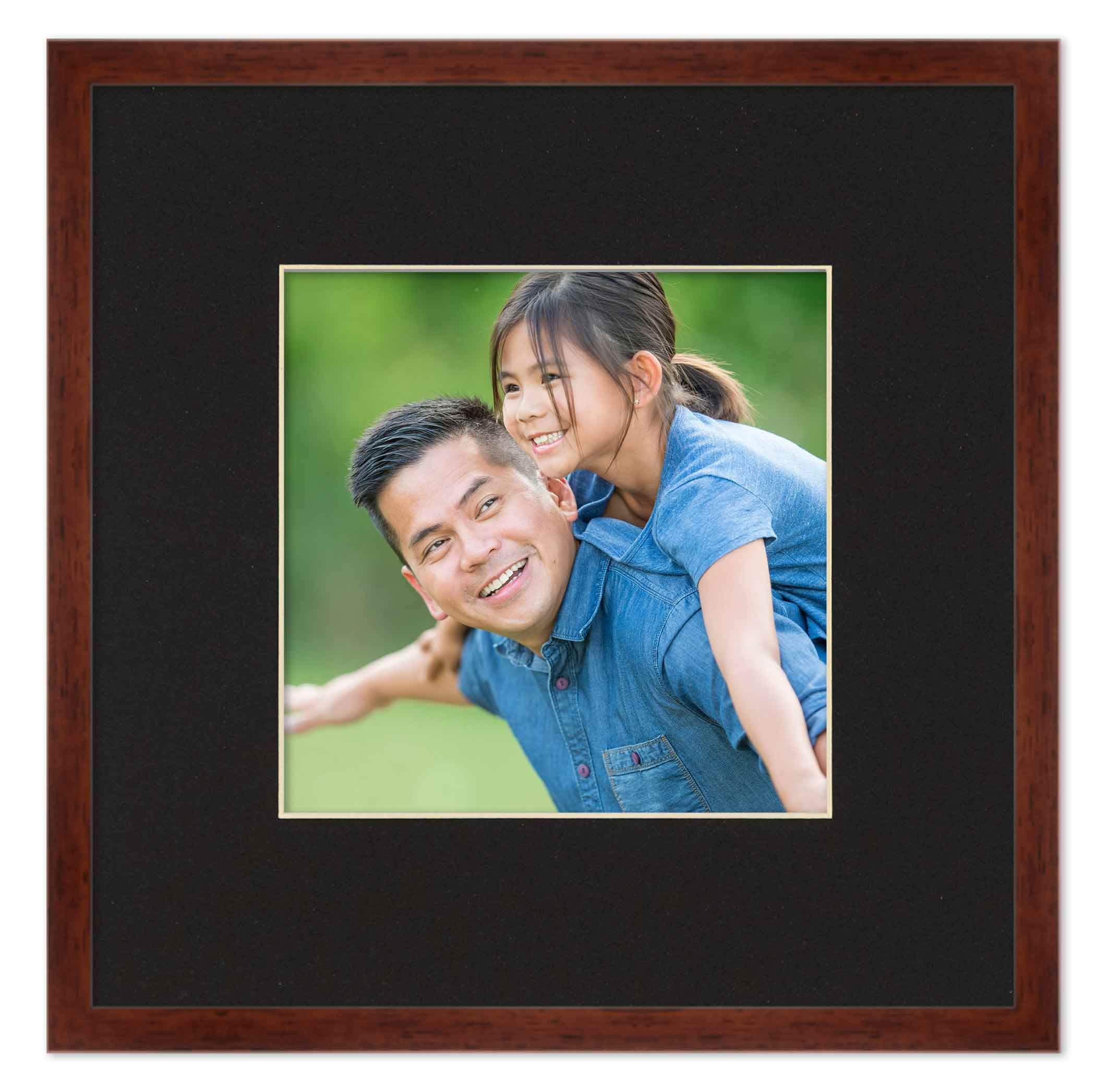 12x18 Frame Walnut With Black Picture Mat For 12x18 Photo - Walnut 18x24 Frame To Display Print or