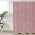 thumbnail image 4 of Light Pink Linen Shower Curtain Set ，Waterproof Fabric Shower Curtains Farmhouse Pure Color Country Farm Shower Curtains for Bathroom,Bathroom Decor 54x"78", 4 of 7