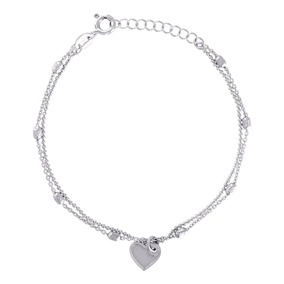 925 Sterling Silver Womens Love Heart Charm Bracelet 7.5 Inch 11.4mm Long Charm Bracelet for Women