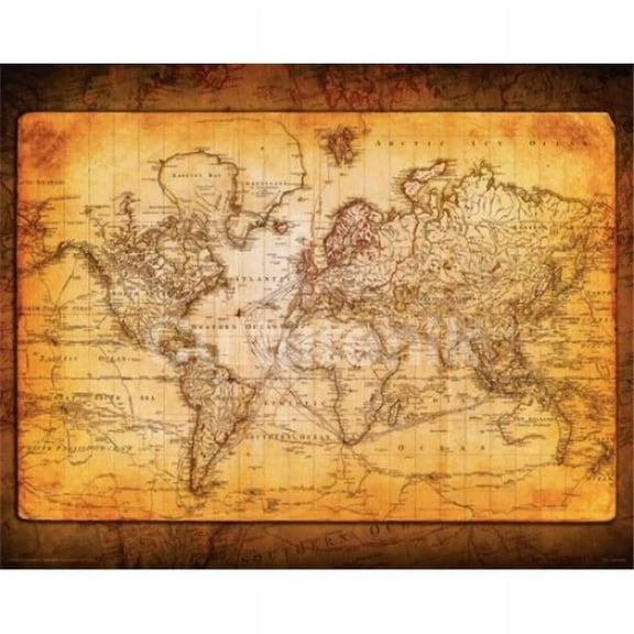World Map Antique Poster Print - 20 x 16 in.