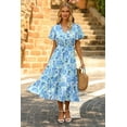 thumbnail image 3 of PRETTYGARDEN Women's Floral Boho Dress Casual Short Sleeve V Neck Ruffle Tiered Summer Swing Maxi Dresses, 3 of 7
