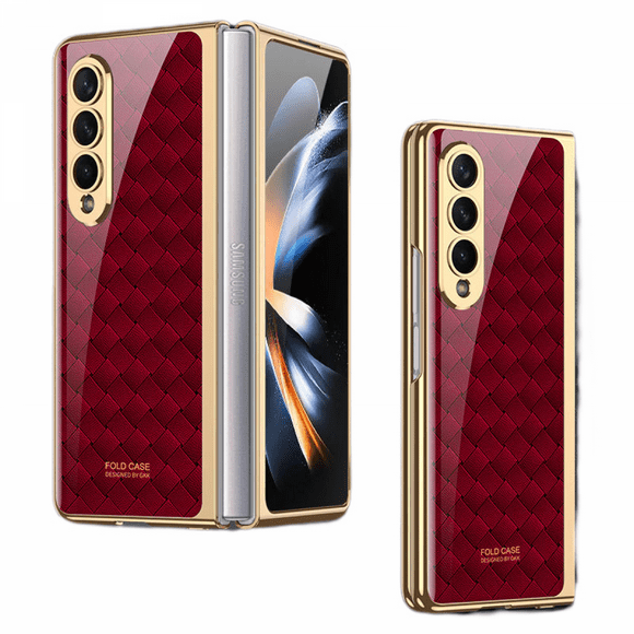 For Samsung Galaxy Z Fold 4 Case Ultra-Thin Tempered Glass Phone Case Protective Cover Fashion Electroplated PC Back Cover