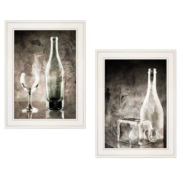 Verrerie Grise Moody Nature Morte 2-Pc Vignette par Bluebird BarnWood Multicolore
