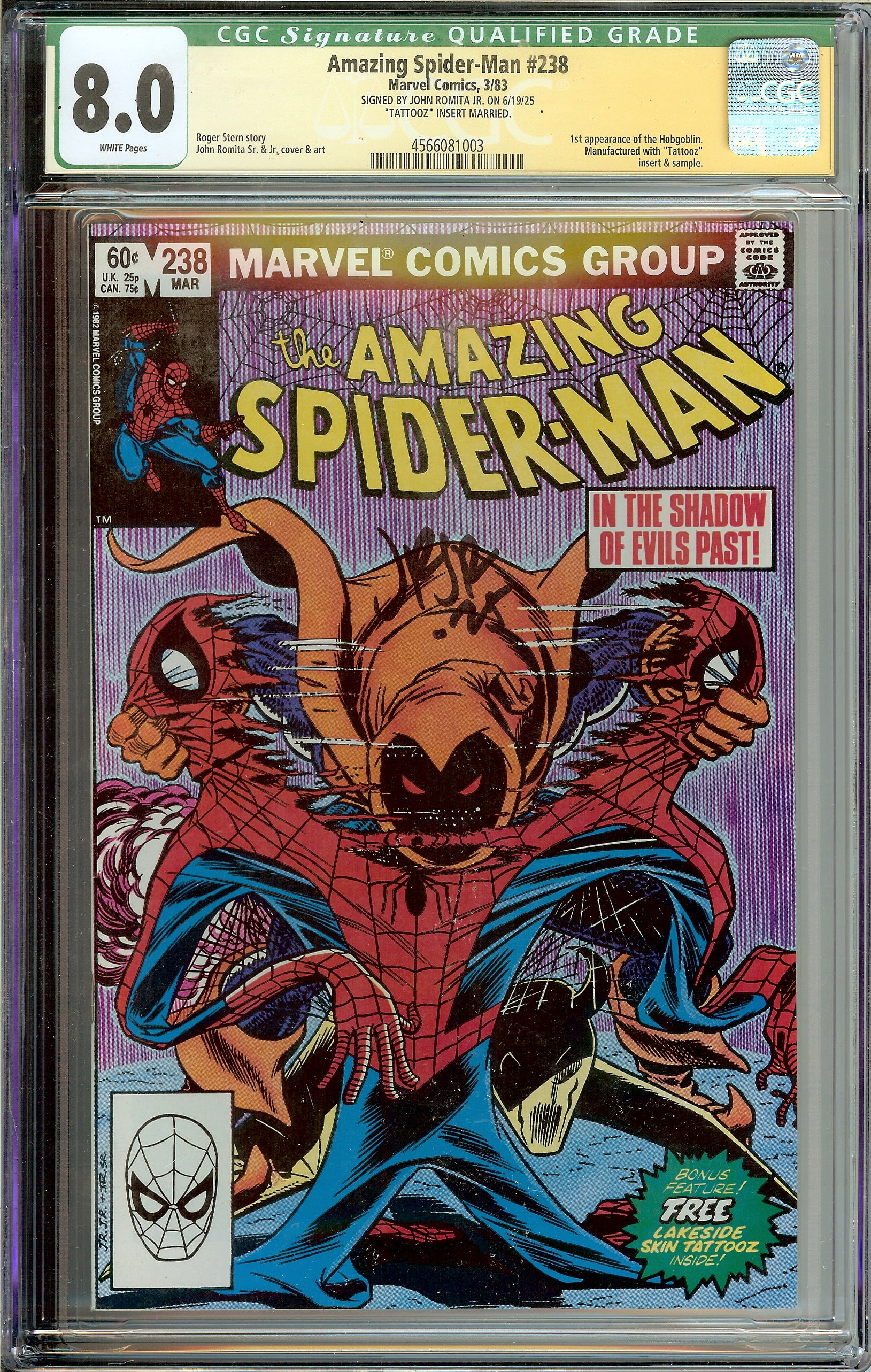Amazing Spider-Man #238 Signed John Romita JR CGC 8.0